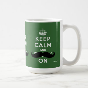 Mustache kalm houden en doorgaan Groen Koffiemok