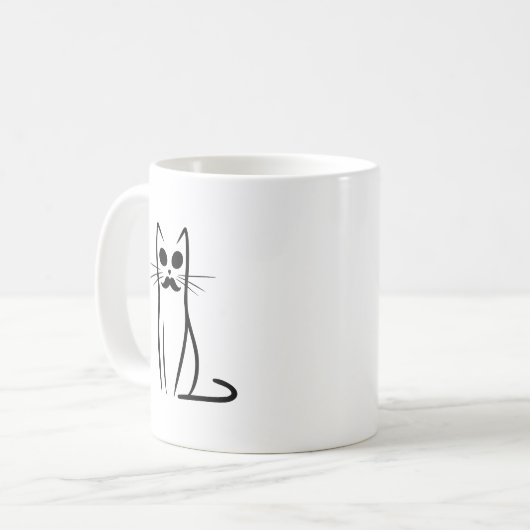 Mustache Kat Papa Abstracte Kat Papa Funny Minimal Koffiemok (Voorkant links)