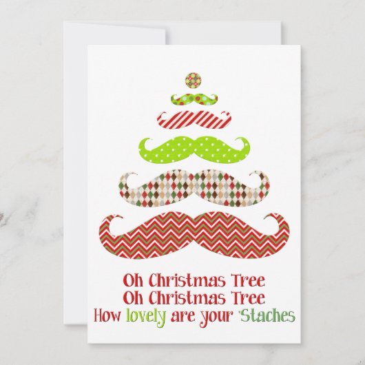 Mustache kerstboom - Vakantiekaart Feestdagenkaart (Voorkant)