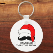 Mustache Kerstmis: doormidden door de sneeuw Sleutelhanger (Voorkant)