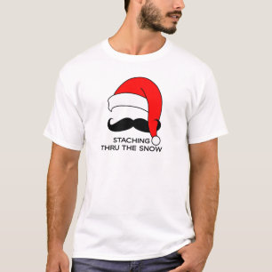 Mustache Kerstmis: doormidden door de sneeuw T-shirt