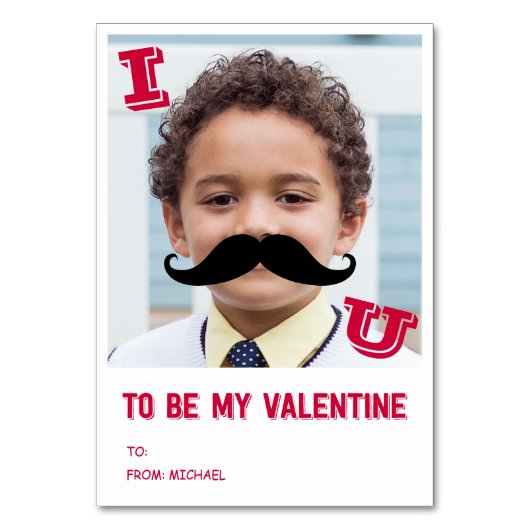 Mustache Kids Classroom Valentine Carte photo (Par défaut)
