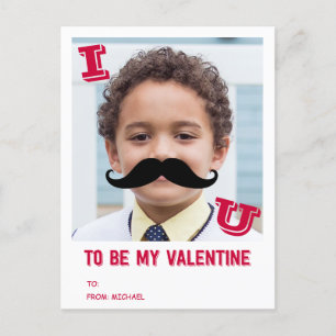 Mustache Kids Classroom Valentine Photo Carte post