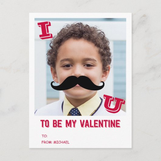 Mustache Kids Classroom Valentine Photo Carte post (Devant)