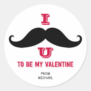 Mustache Kinder Classroom Valentijn Stickers
