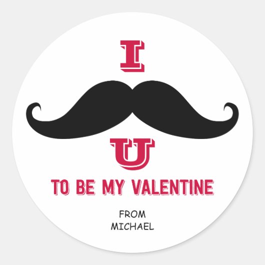 Mustache Kinder Classroom Valentijn Stickers (Voorkant)