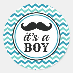 Mustache Kleine Man Baby shower Stickers - Jongen