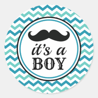 Mustache Kleine Man Baby shower Stickers - Jongen