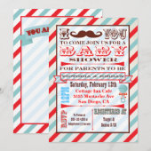 Mustache koppels Baby Douche Uitnodigingen (Voorkant / Achterkant)