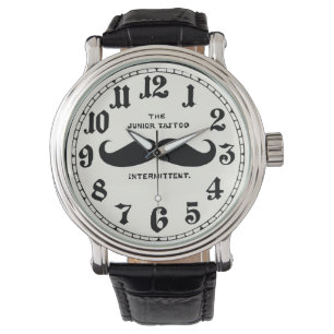  Mustache Lederen Strap Horloge met Numbers