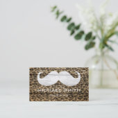 Mustache Leopard over houtextuur #6 Visitekaartje (Staand voorkant)