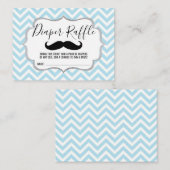 Mustache Lil' Man Diaper Raffle Ticket Blue Informatiekaartje (Voorkant / Achterkant)