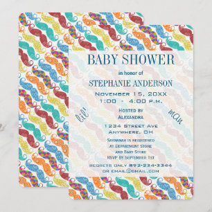 Mustache Lil' Mr. Lil' Man Retro Baby Shower Kaart