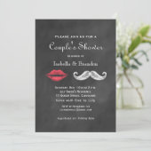 Mustache & Lips Couple's Shower Invitation Kaart (Staand voorkant)