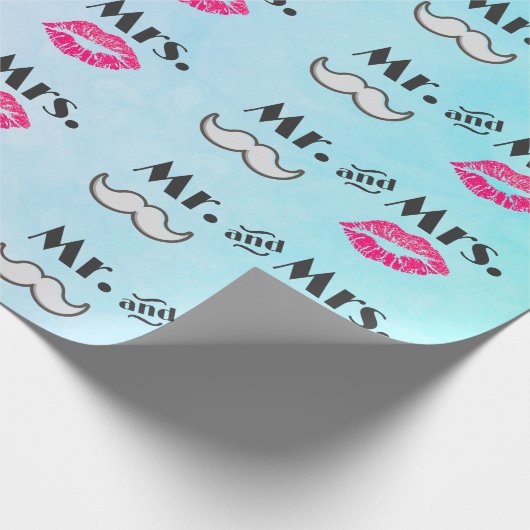 Mustache & Lips Mr. en mevrouw Pattern Cadeaupapier (Hoek)