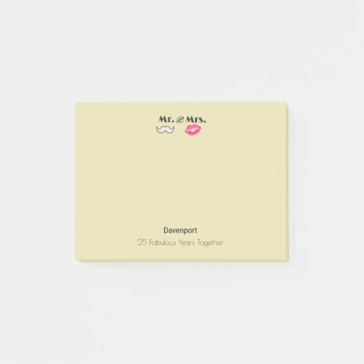 Mustache & Lips Mr. & Mrs. -Verjaardag Post-it® Notes (Voorkant)