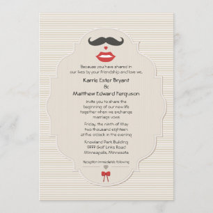 Mustache Lips Retro Faire-part de mariage