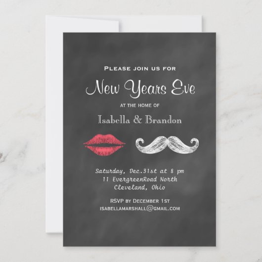 Mustache & Lips - Uitnodiging van Eve-partij in ni (Voorkant)