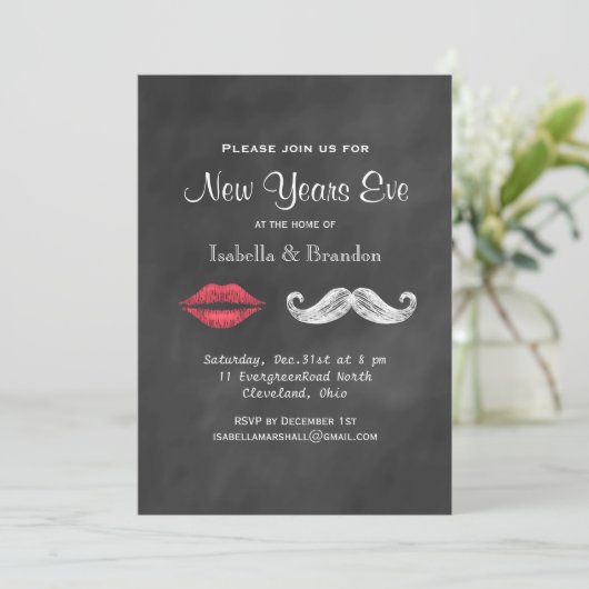 Mustache & Lips - Uitnodiging van Eve-partij in ni (Staand voorkant)