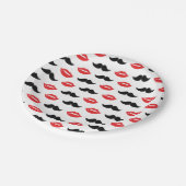 Mustache & Lips Zijne & Hers Weddenschap Patroon Papieren Bordje (Gekanteld)