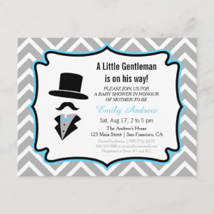 Mustache Little Gentleman Baby Shower Kaart