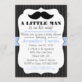 Mustache Little Man Baby shower Invitation Kaart