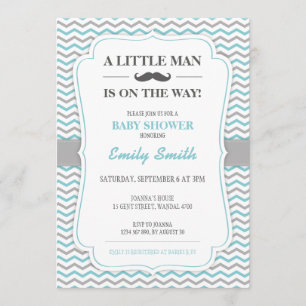 Mustache Little Man Baby shower Invitation Kaart