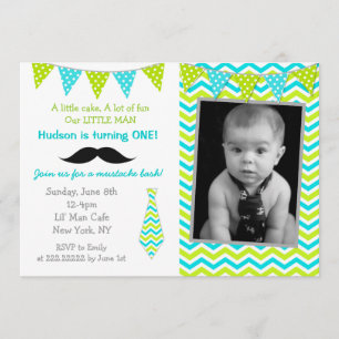 Mustache Little Man Birthday Invitations Kaart