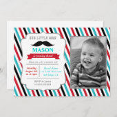 Mustache Little Man Invitations de fête d'annivers (Devant / Derrière)