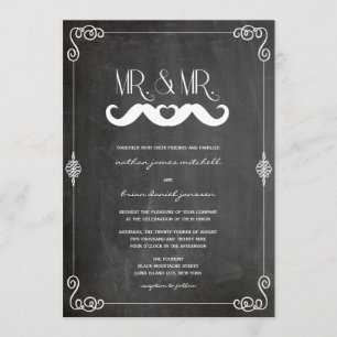 Mustache Love  Chalkboard Gay Wedding Kaart