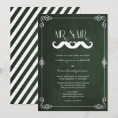 Mustache Love Chalkboard Gay Wedding Kaart (Voorkant / Achterkant)