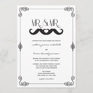 Mustache Love Classic  Scrolls Bay Wedding Kaart
