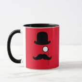 Mustache Man op rode achtergrond Mok (Links)