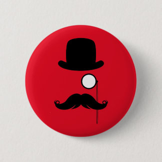 Mustache Man op rode achtergrond Ronde Button 5,7 Cm