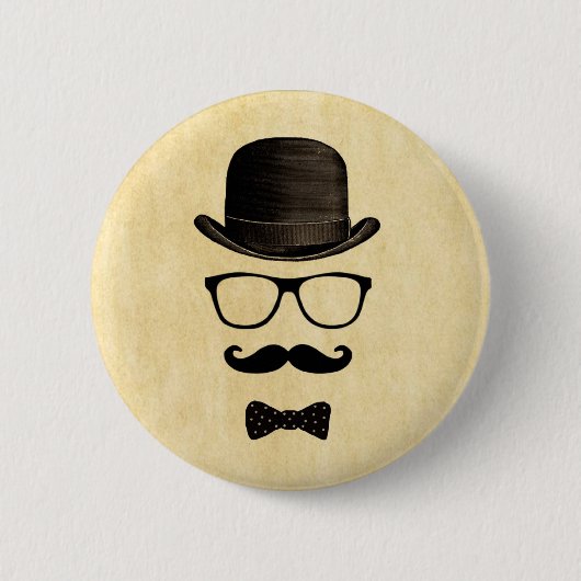 Mustache Man Ronde Button 5,7 Cm (Voorkant)