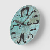Mustache Mania Turquoise Horloge murale (Angle)