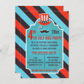 Mustache Monocle 4 juillet Fête Invitations (Devant / Derrière)