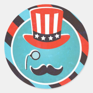 Mustache Monocle 4 juli Stickers