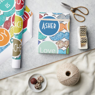 Mustache Mr. Hipster Retro Gepersonaliseerde foto Cadeaupapier