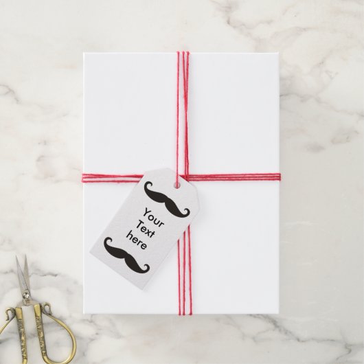 Mustache / Mustache / Schnurrbart + jouw tekst Cadeaulabel (Met Touw)