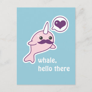 Mustache Narwhal Briefkaart