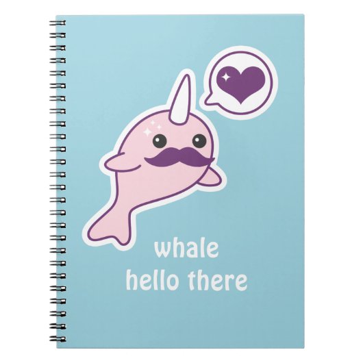 Mustache Narwhal Notitieboek (Voorkant)