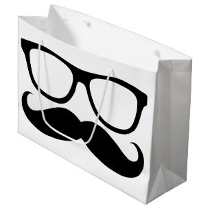 Mustache Nerd Black Graphic Large Cadeauzakje