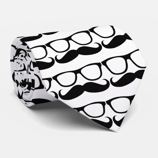 Mustache Nerd Glasses Stropdas (Opgerold)