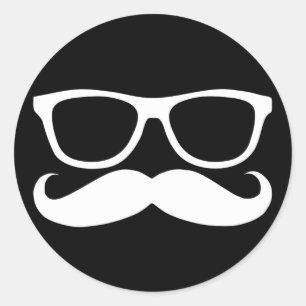Mustache Nerd Ronde Sticker