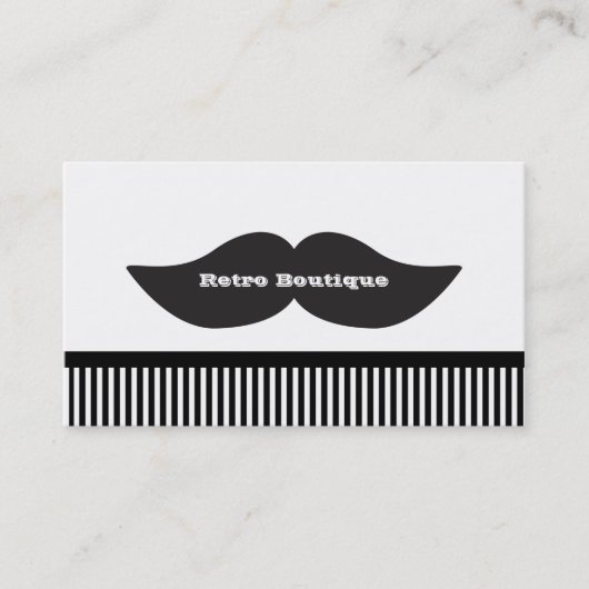 Mustache noir et blanc rayures Carte de visite rét (Devant)