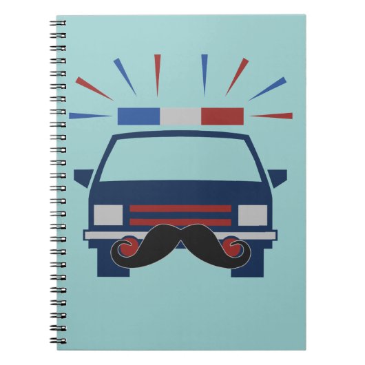 Mustache notitieboek aangepaste kleur politie (Voorkant)