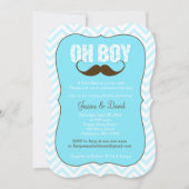 Mustache Oh Boy Little Man Baby shower Invitation (Devant)