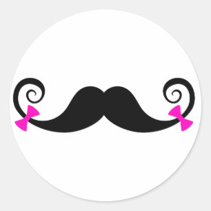 Mustache-ontwerp met roze bogen ronde sticker