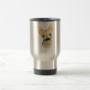 Mustache op een Cute Dog Humor Reisbeker